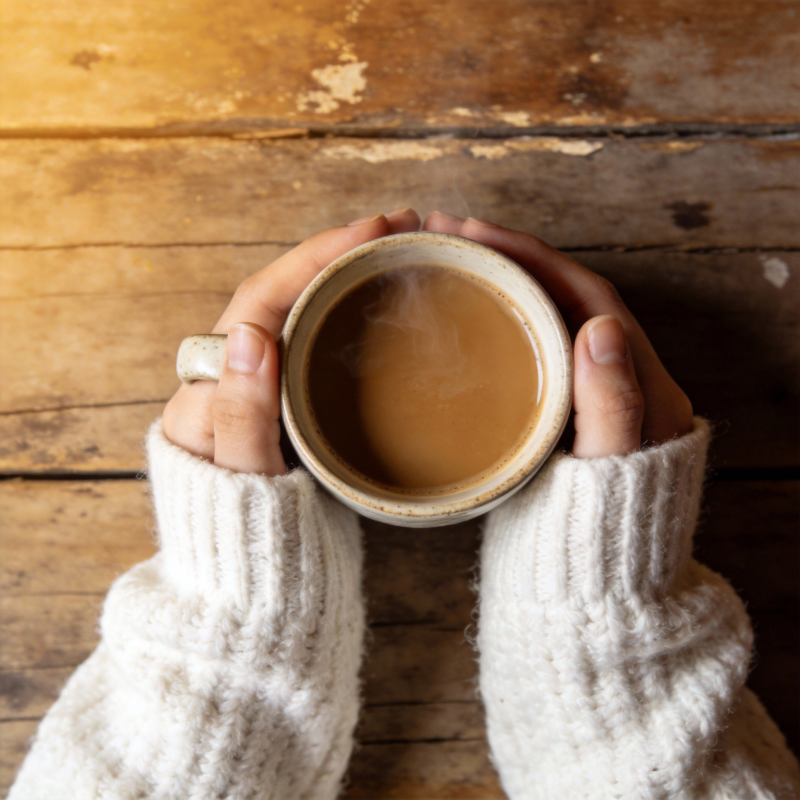 暖手捧咖啡图片