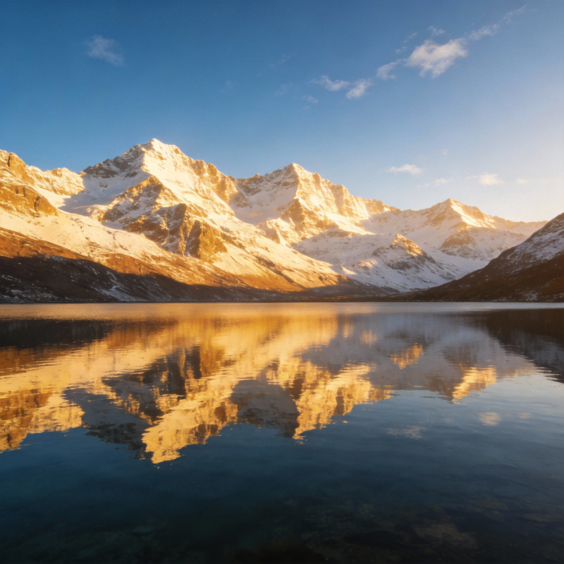 雪山倒影湖中图片