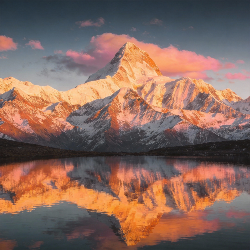 雪山倒影湖中图片