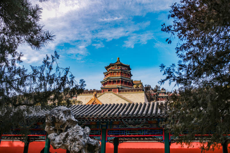 颐和园佛香阁 楼阁映蓝天图片