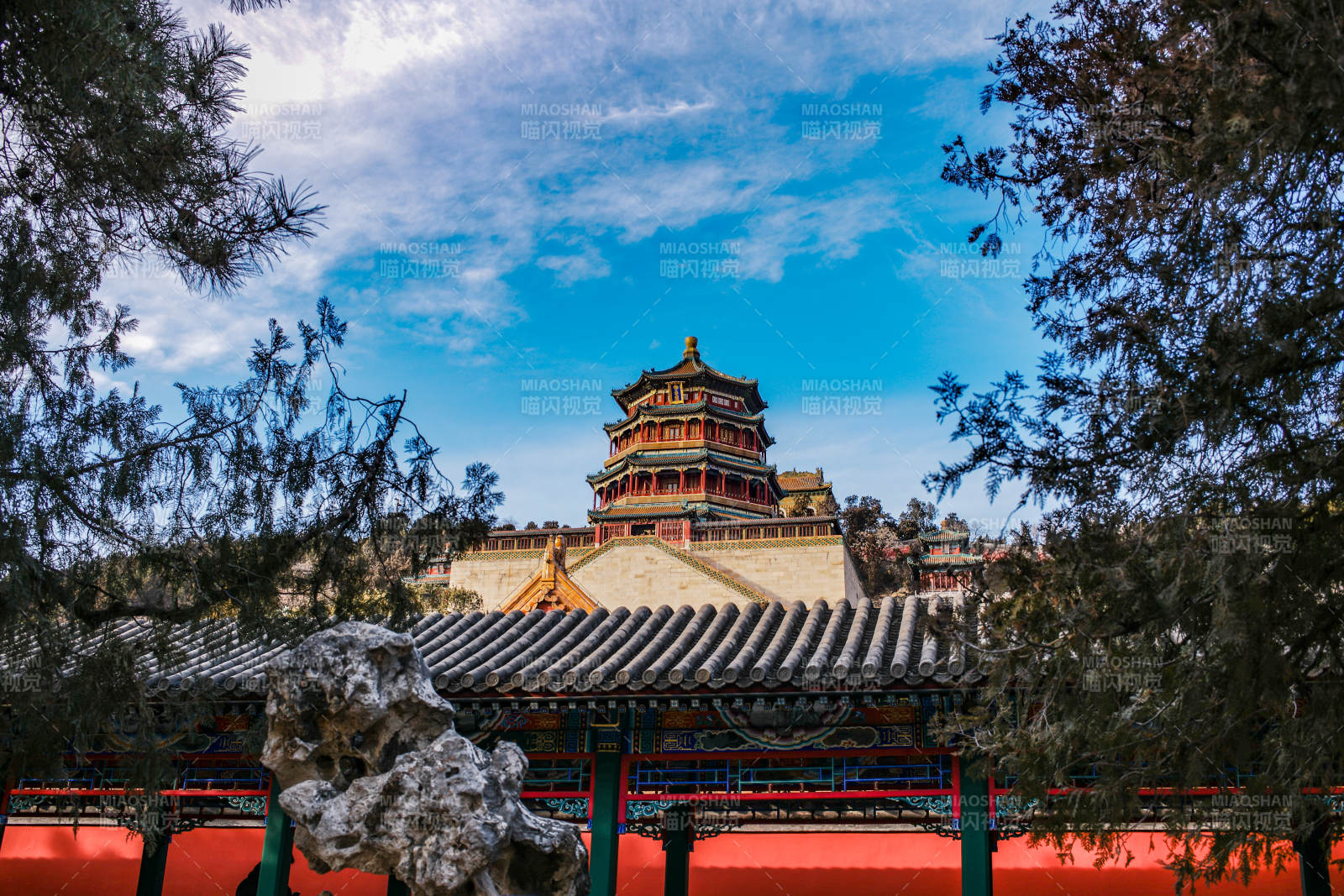 颐和园佛香阁 楼阁映蓝天图片