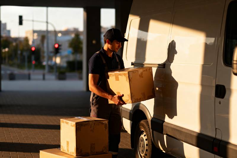 快递员搬运包裹图片