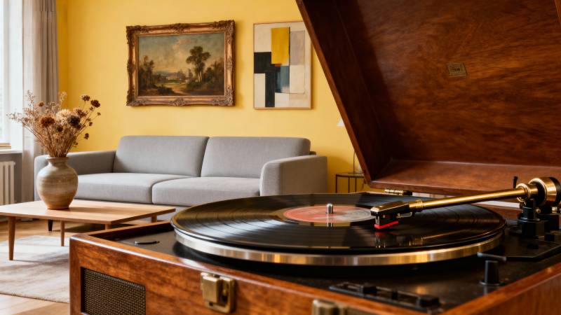 复古唱片机客厅图片