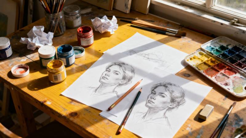 画室里的素描时光图片