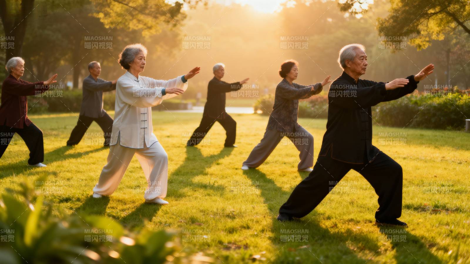 晨练太极养生图片