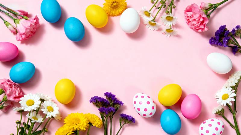 春日彩蛋花环图片