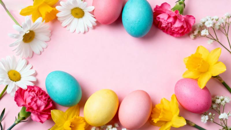 春日彩蛋花环图片