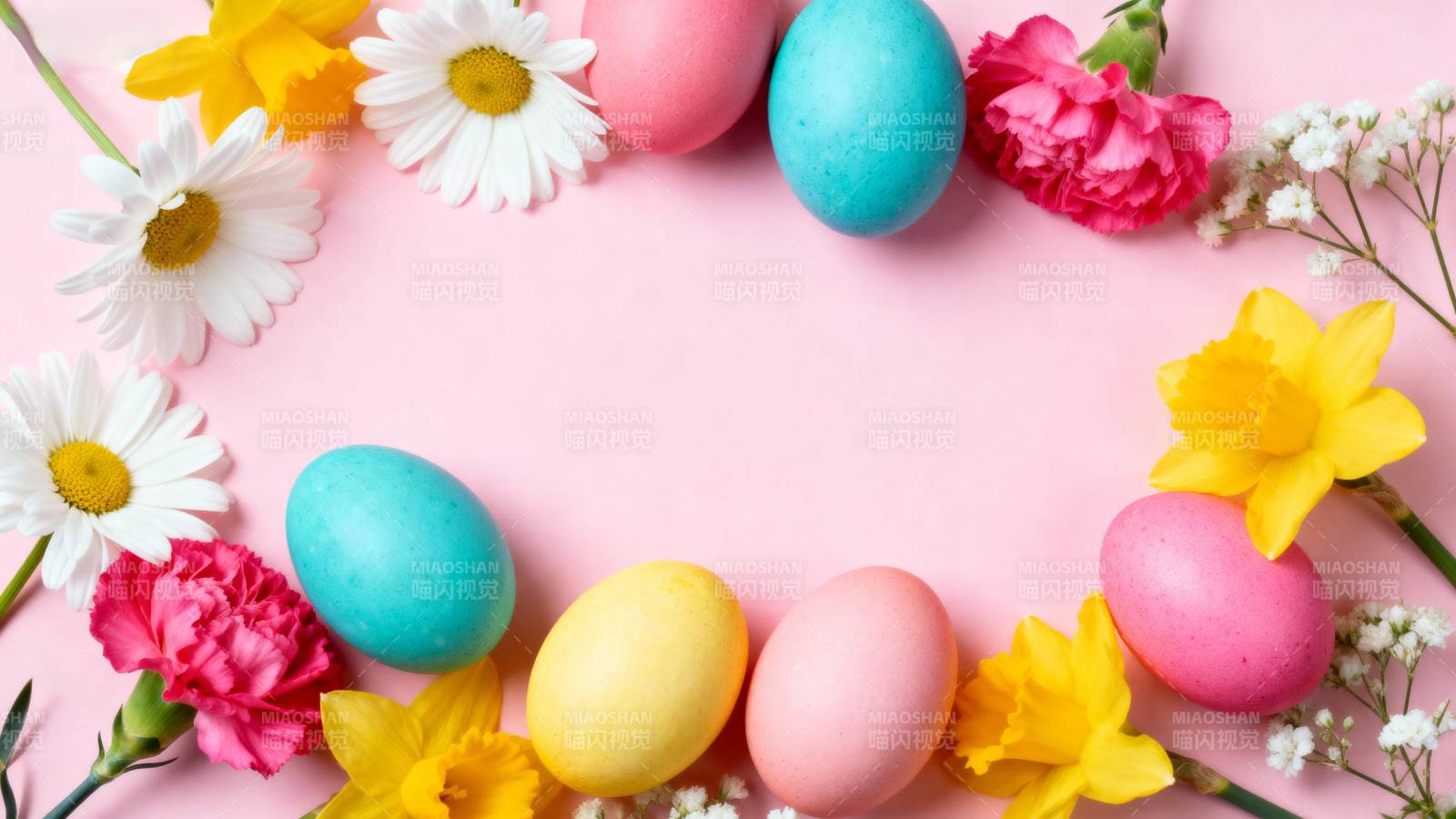春日彩蛋花环图片