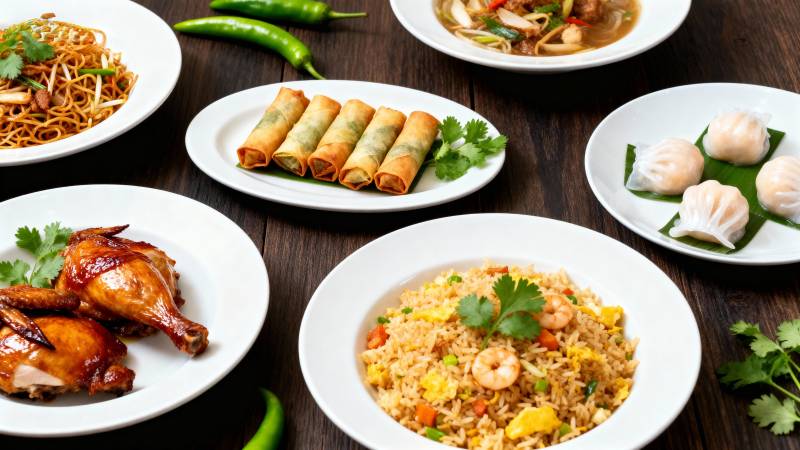 美味中式佳肴拼盘图片