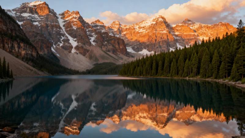 雪山倒影湖光图片