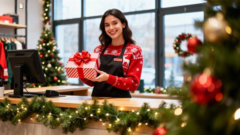 圣诞礼盒 温馨笑容图片