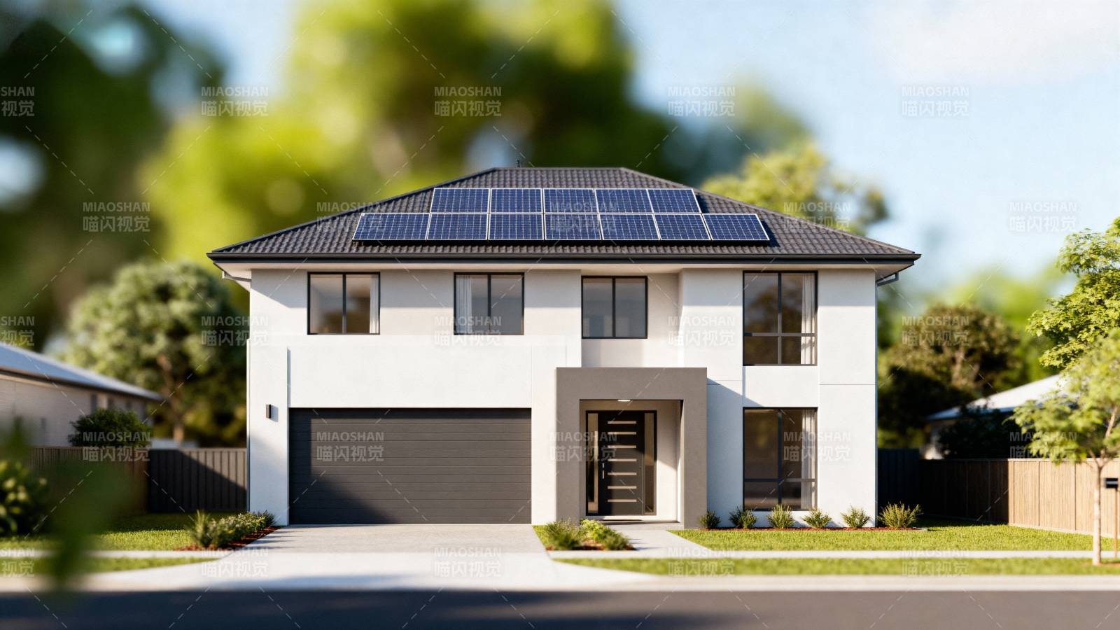 现代住宅 太阳能屋顶图片