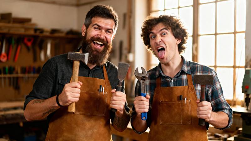 工匠欢乐工作瞬间图片