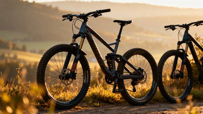 山地车日落美景图片