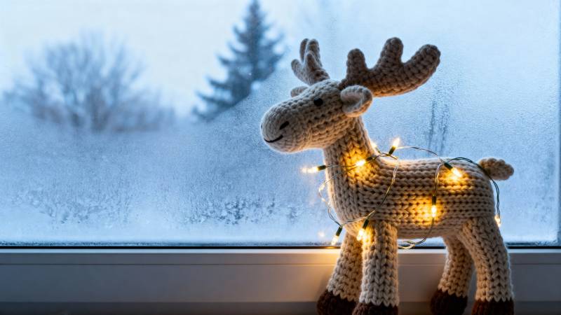 窗边的毛线鹿图片