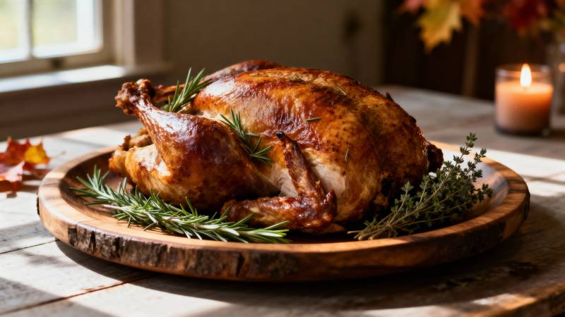 金黄烤火鸡 香气四溢图片