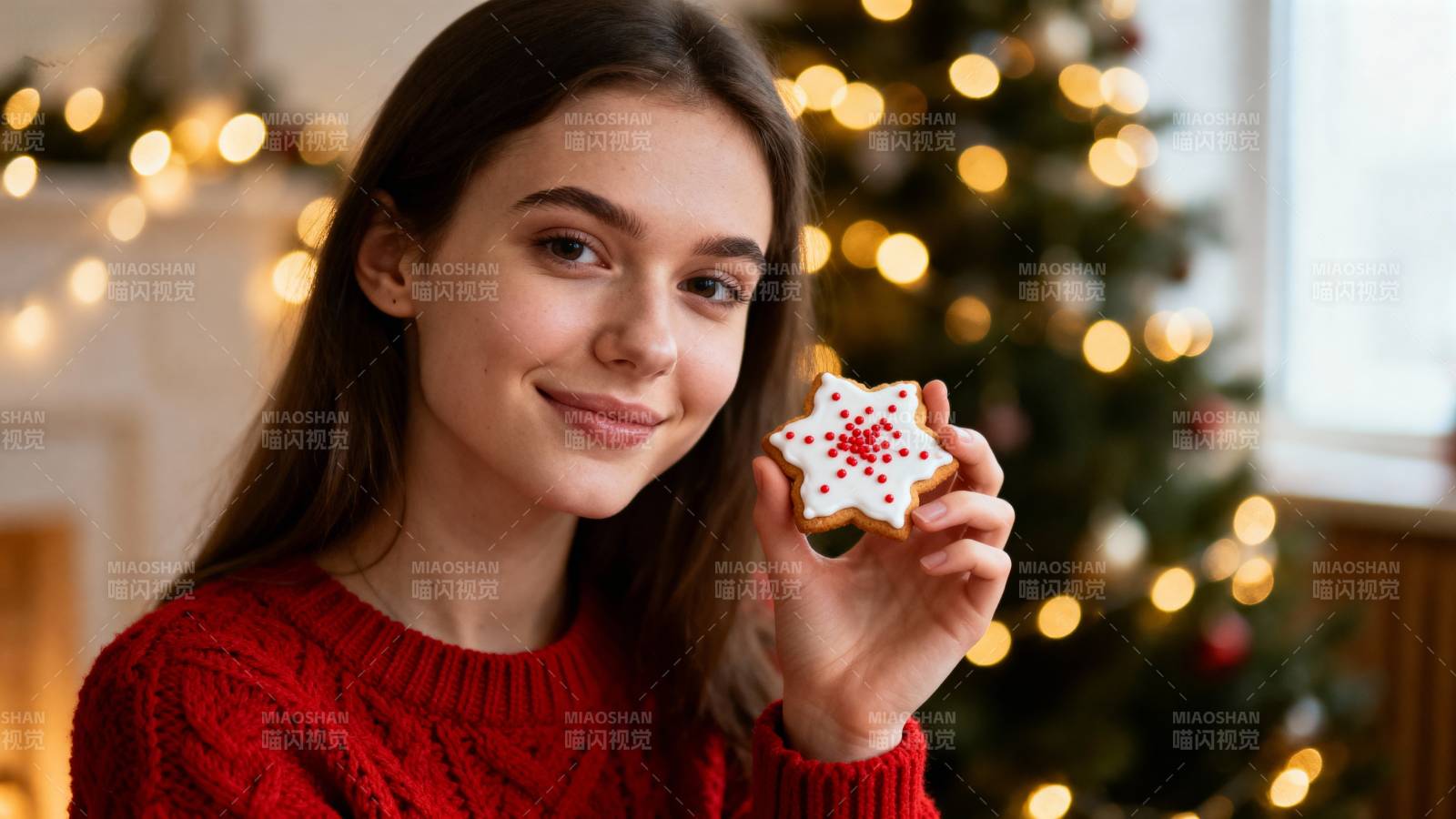 圣诞女孩与甜点图片