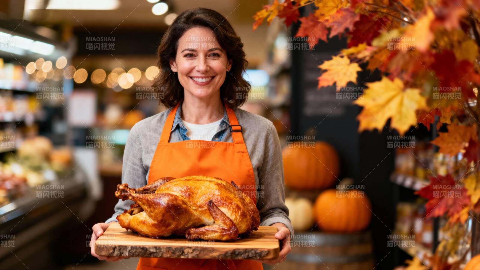 秋日超市烤火鸡图片