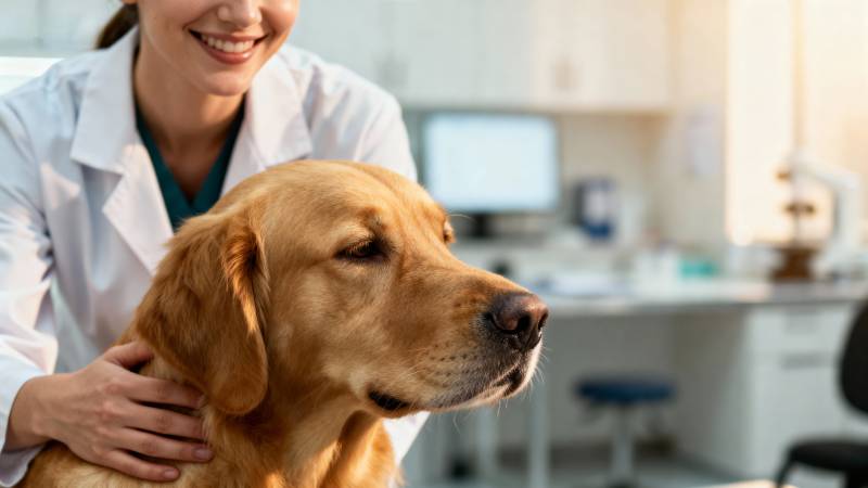 宠物医生与金毛犬图片