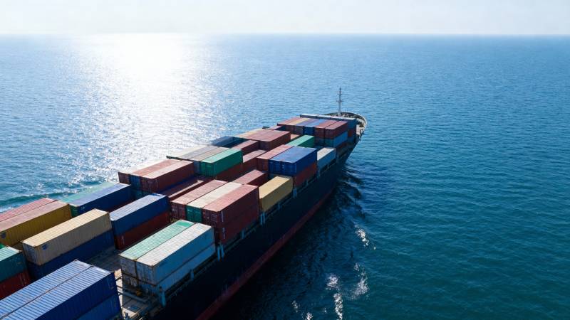 远洋货轮航行中图片