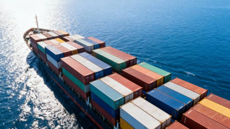 集装箱货轮航行中图片