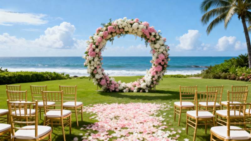 海边花环婚礼现场图片