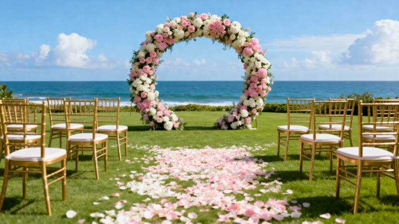 海边花环婚礼现场图片