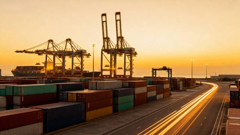 港口黄昏集装箱图片