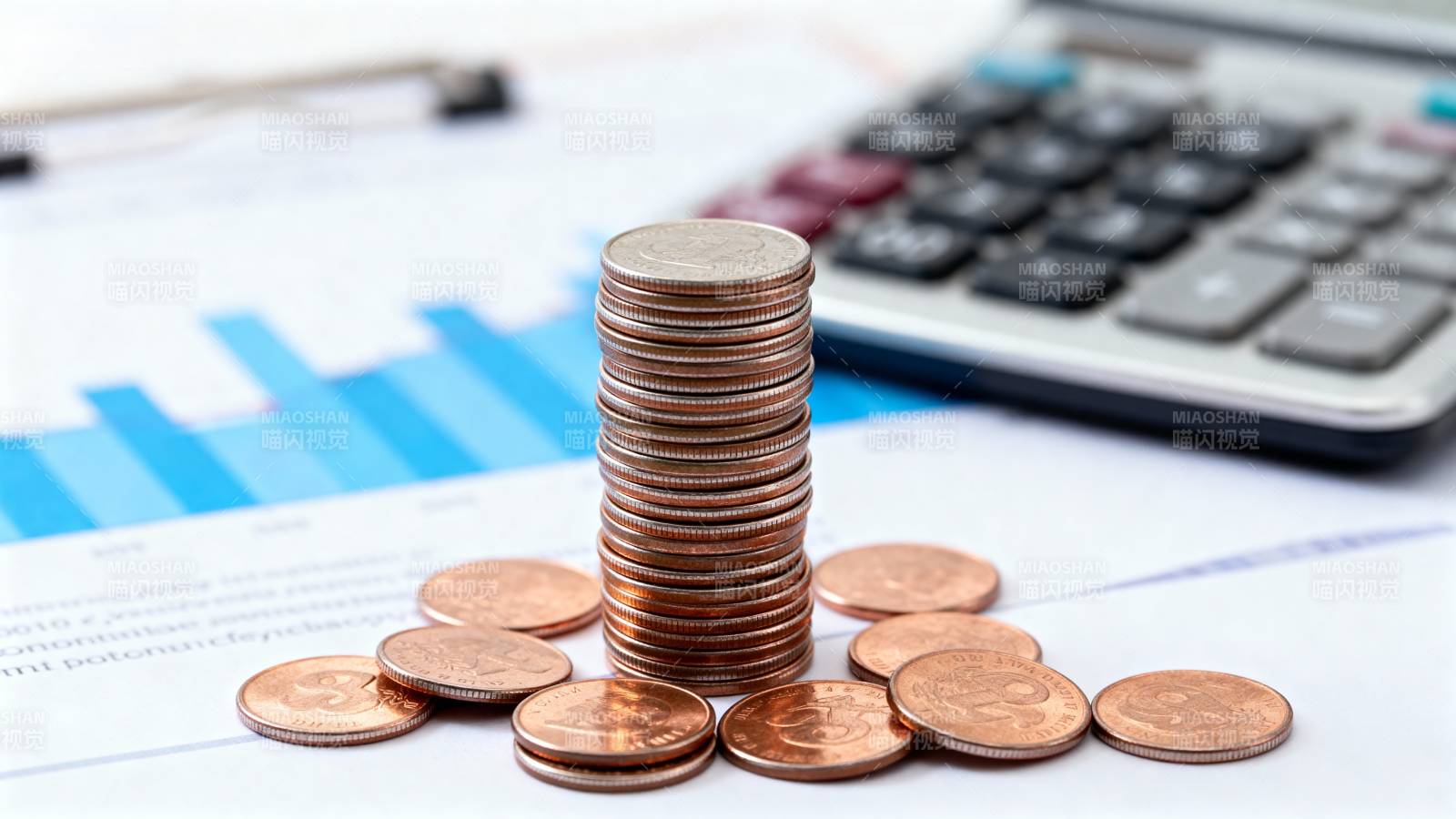 金币堆叠财务报表图片