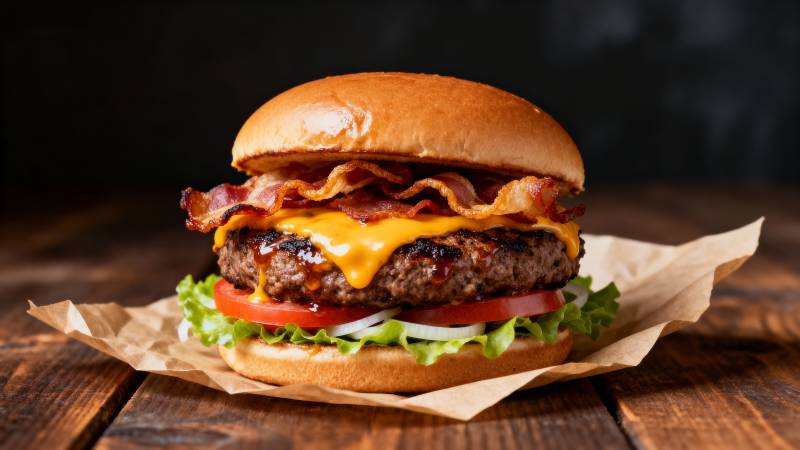 美味汉堡特写图片