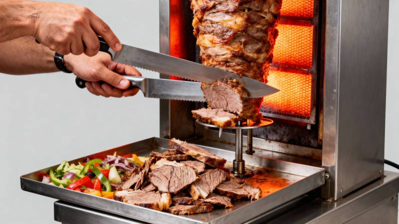 旋转烤肉切片中图片