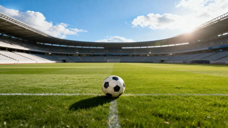 绿茵场上的足球图片