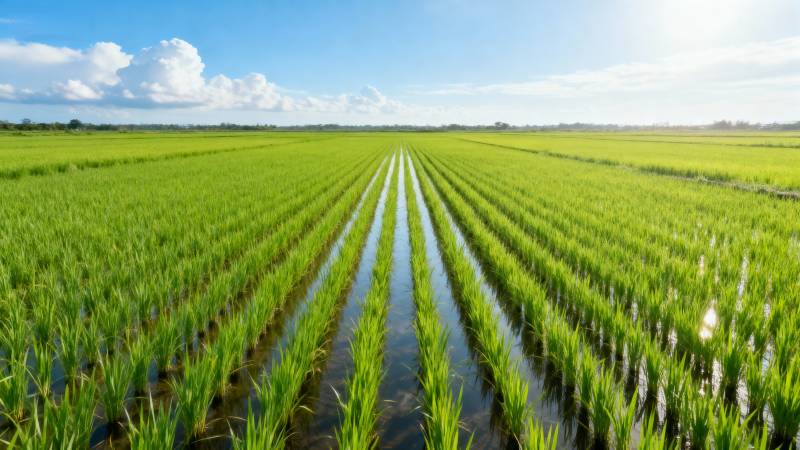 绿野稻田水光潋滟图片