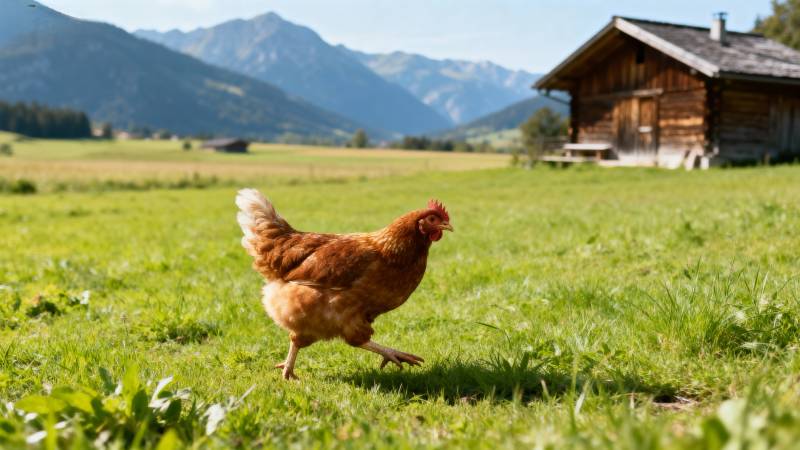 田园鸡跑草场图片