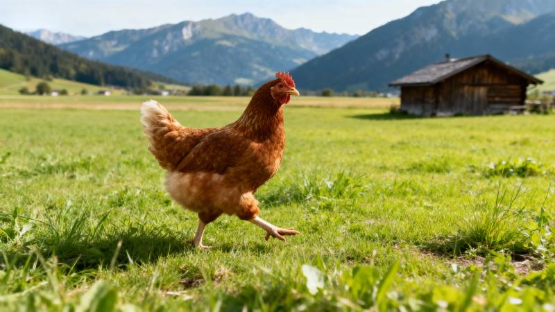 山间鸡行绿野图片