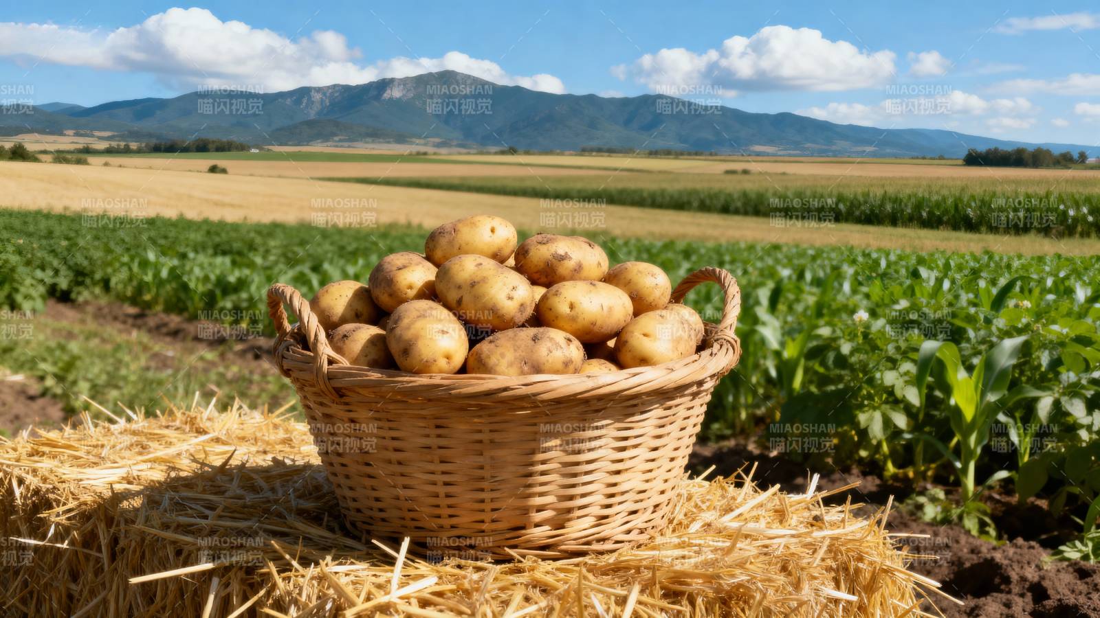 丰收的土豆田图片