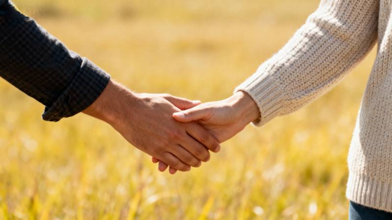 牵手在田野中图片