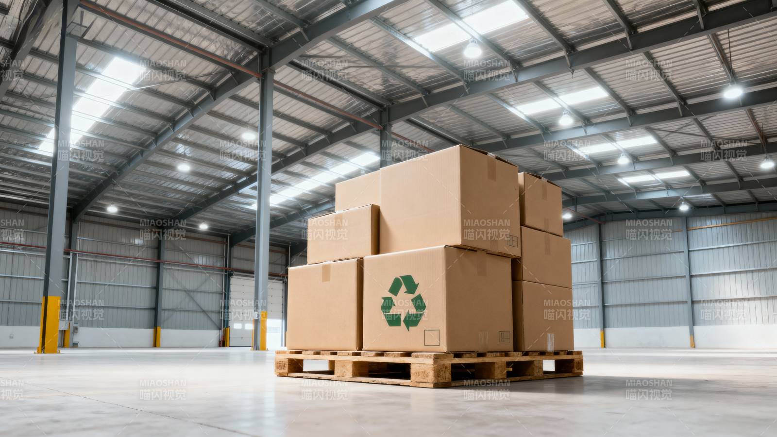 仓库中的纸箱堆叠图片