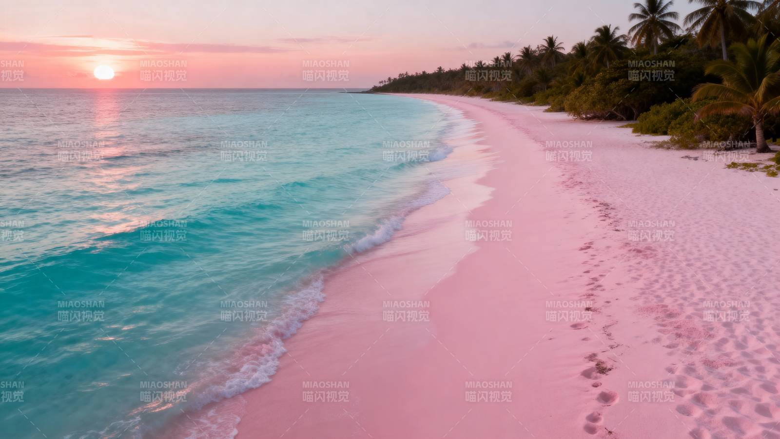 粉滩日落美景图片