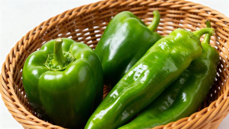青椒篮中鲜嫩绿图片