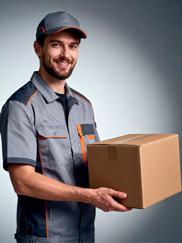 快递员微笑递包裹图片