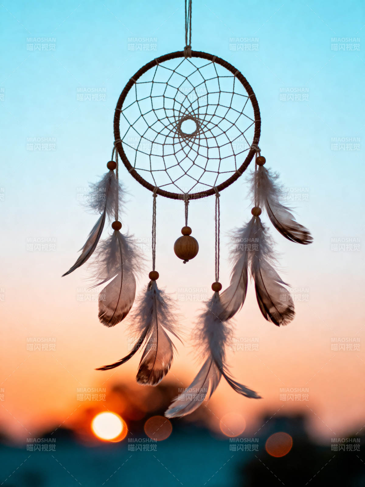 夕阳下的捕梦网图片