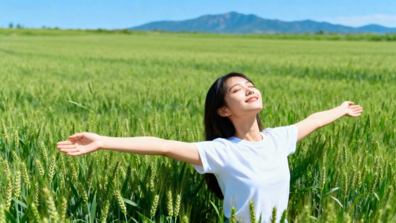 田野中的自由呼吸图片