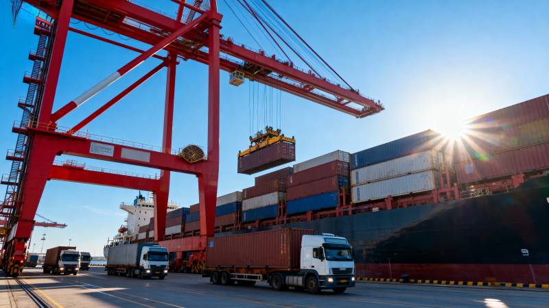 港口装卸集装箱图片