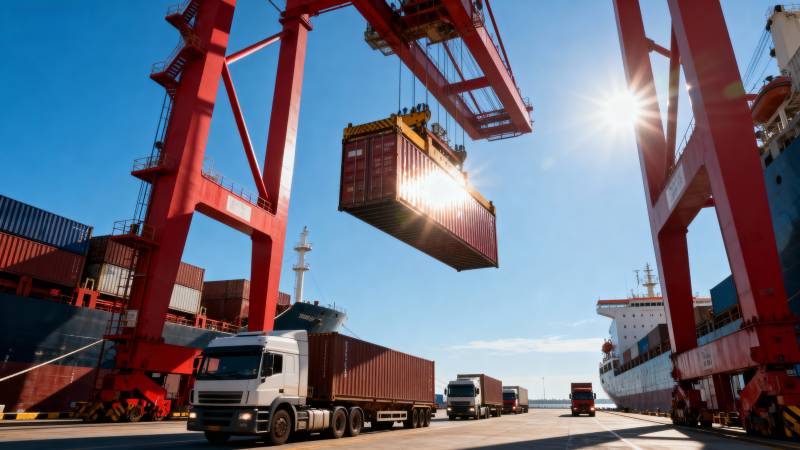 港口装卸集装箱图片