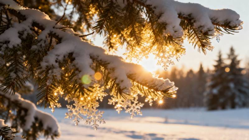 雪松映夕阳图片