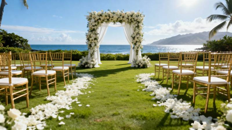 海边花艺婚礼现场图片