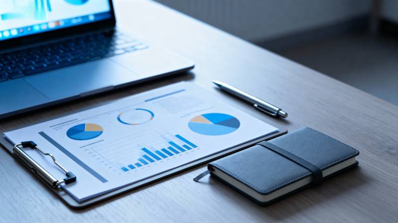 办公桌上的数据分析图片