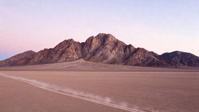 荒漠孤山日落时图片