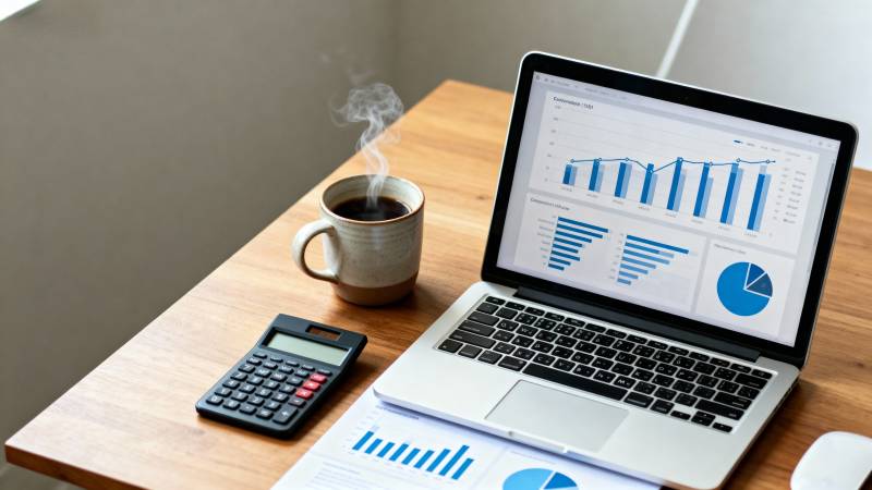 办公桌上的数据分析图片